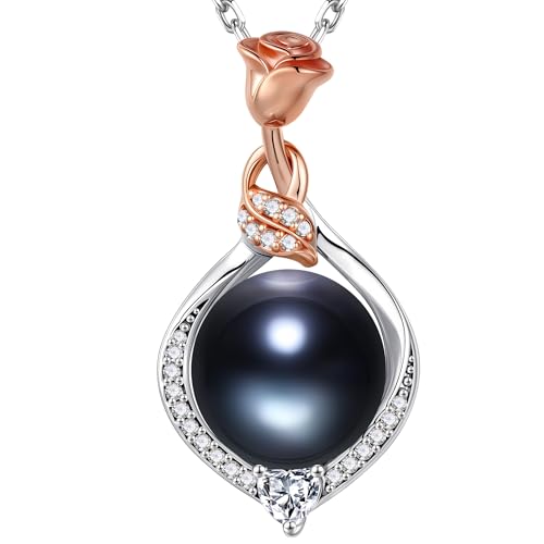 Iefil 10-11mm Tahitian Black Pearl, Anniversary Jewelry Gifts for Women Wife Mom Girlfriend Her, Mothers Day Gifts Christmas Valentines Day