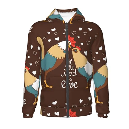 Rooster And Chicken Kids Pullover Hoodies Boys Zip Up Sweatshirts Girls Athletic Clothes with Pocket2