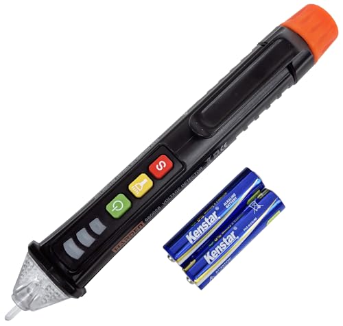 Edward Tools Non-Contact Voltage Detector Pen - 1000V AC Audible + Flashing Alarms - Flashlight - Included Batteries - Sensitivity Adjustment - CE Certified for Electricians/Home Use