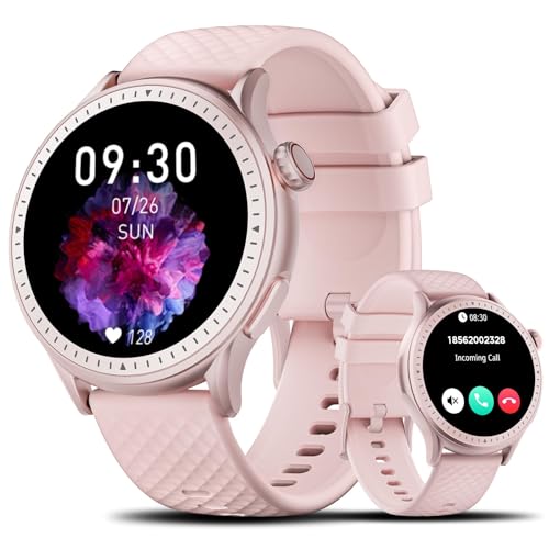 Image of Smart Watch for Men Women Answer /Make Call, 1.46'' AMOLED Ultra-Clear Screen Fitness Tracker with Heart Rate /Sleep /SpO2 Monitor, 3ATM Waterproof Smartwatch for iPhone /Samsung /Android, 110+ Sport, Pink