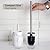 Clasin Home Toilet Bowl Brush and Holder with Stainless Steel Long Handle, Toilet Scrubber Brush with Durable Base, 360° Deep Cleaning Bristles for Bathroom, Compact Set for Small Space (White)