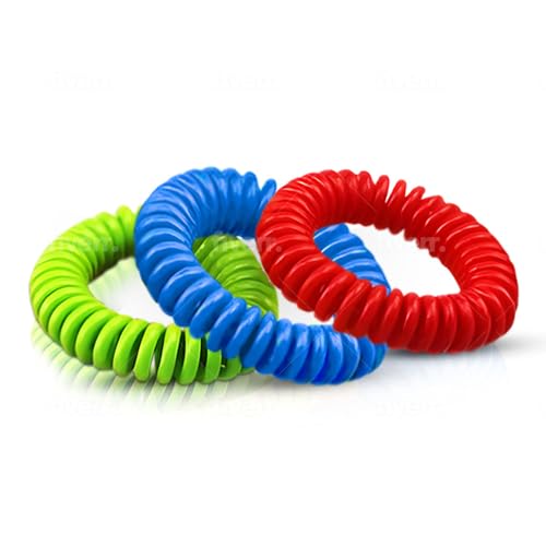 Pulseras Anti Mosquitos Multicolor Elastica con Citronela, Brazalete Repelente de Mosquitos e Insectos, Proteccion Exterior Interior, Larga Duracion, para Niños y Adultos (3, Rojo, Verde y Azul)