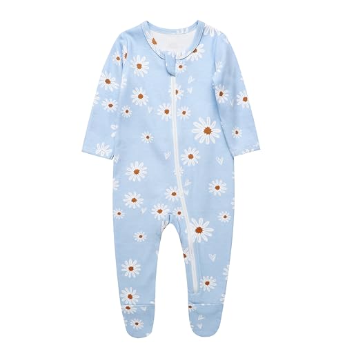 Image of O2 BABY Baby Boys Girls Organic Cotton Zip-Front Sleeper Pajamas, Footed Sleep 'n Play