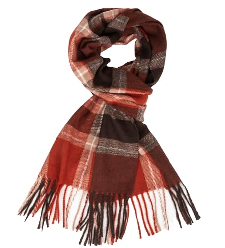 Winter Plaid Scarf for Women Men - Cashmere Feels Warm Tartan Scarves Long Shawl Wrap