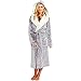 Hddwzh Albornoz Suave,Invierno Peluche Robe Gris Alargado Mujeres Pijama Chal Abrigo Hogar Ropa De Manga Larga Abrigo Grueso con Capucha Cinturón Bolsillo Suave Pijama, L2