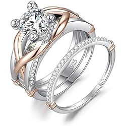 Anillo Pandora Nudo Infinito JewelryPalace Infinito Nudo Anillo Plata Mujer 2ct Circonita, Cruz Retorcido Anillo Compromiso Plata de Ley 925, Anillo Promesa Intercambiable Oro Rosa Diamante Simulado, Banda Boda Conjunto Novia 11