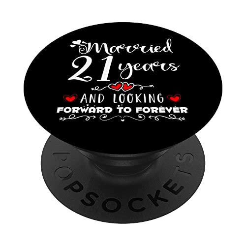 Casado 21 Años y mirando hacia adelante para siempre aniversario PopSockets PopGrip Intercambiable