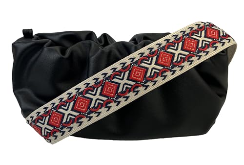 Image of Purse Strap Replacement for Crossbody Bags & Handbags | Premium Webbing with Gunmetal Black Hardware Clip-On Installation Adjustable Length Comfortable Wide Guitar Style Strap