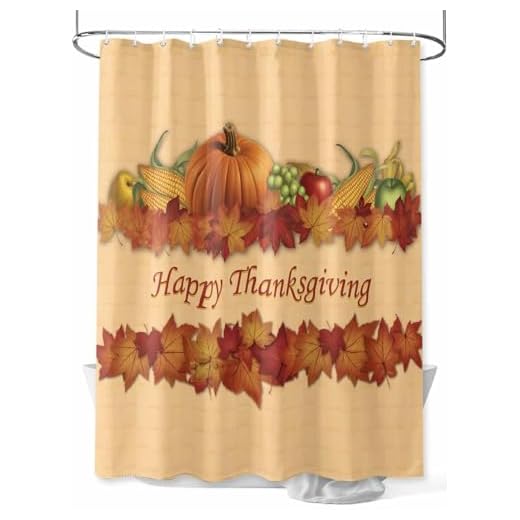 Orange Fall Thanksgiving Pumpkin Shower Curtain, Retro Maple Leaf Waterproof Washable Fabric Bathroom Shower Curtains Set for Bathroom Decor,36 X 72 Inch Long, Corn Fruit