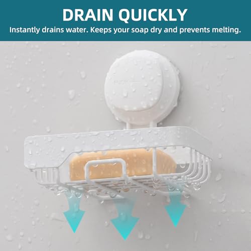 Image of TAILI Soap Dish for Shower, Bar Soap Holder,Suction Visible Indicator,White | Soap Holder Shower, Soap Bar Holder for Shower Wall, Removable Bathroom Sponge Holder, Soap Dish with Suction Cups