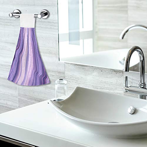 Blueangle Set Of 2 Purple Marble Hanging Tie Towels Kitchen Hand Towel Absorbent Soft Coral Velvet Dish Wipe Cloth For Kitchen Bathroom #TOP6