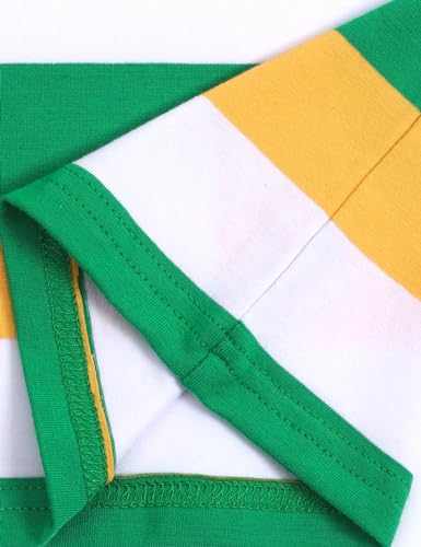Image of COSLAND Green White and Orange Boys Striped Polo Kids Irish Shirt, Green White & Orange, L