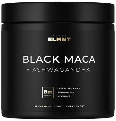 40x Strength Organic Black Maca Root w. Ashwagandha - #1 Highest Potency Maca Root Capsules for Men 40:1 Black Maca Root Powder Extract - 100% Pure Gelatanized Maca Peruana + Ashwagandha for Men Women