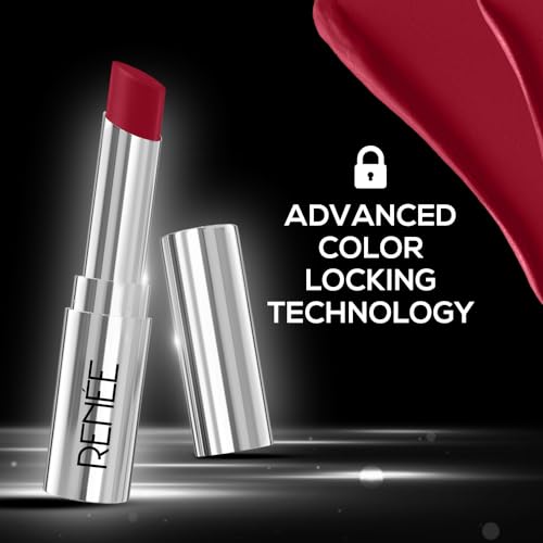 Image of RENEE Matte Lock Lipstick - Rock, Moisturizing, Long Lasting & Weightless Formula, Intense Color Pay Off with Ultra-Matte Finish, Enriched with Avocado oil, Vitamin E, D & Beta-Carotene, 3.5 Gm
