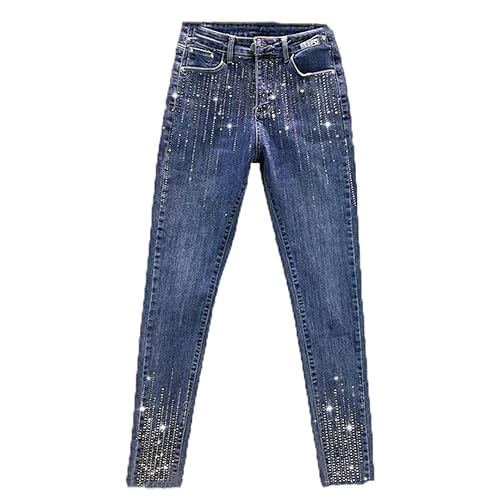 Vogrtcc Mittelhohe Skinny-Jeans Mit Strasssteinen Für Damen Und...