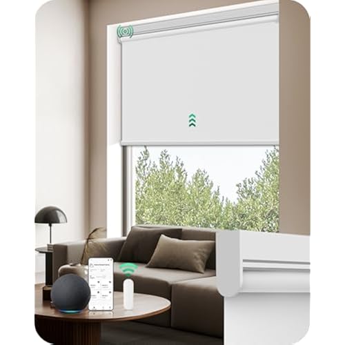 Allesin Motorized Blinds with Remote (White, 31" W x 72" H)