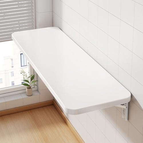 Wall Mounted Folding Workbench - Space Saving Floating Table with Iron Frame Easy to Install for Home Office Study Kitchen Balcony Ideal for Laptops & Books