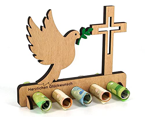 Giftota - Originelle Kommunion Geburtstag Geldgeschenk Holz - Kreatives Geldgeschenk - Konfirmation Geschenk - Geschenke aus Holz - Geschenke für Frauen und Männer