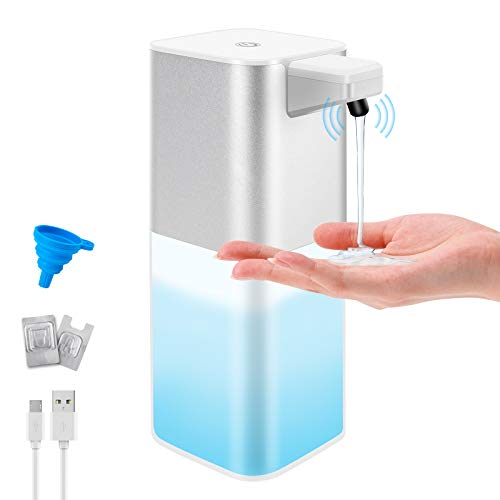 Aircover Touchless Soap Dispenser 13.5oz/400ml Automatic Hand Sanitizer Dispenser with Infrared Motion Sensor Waterproof Automatic Soap Dispenser Rechargeable with Wall Mounted for Kitchen Bathroom