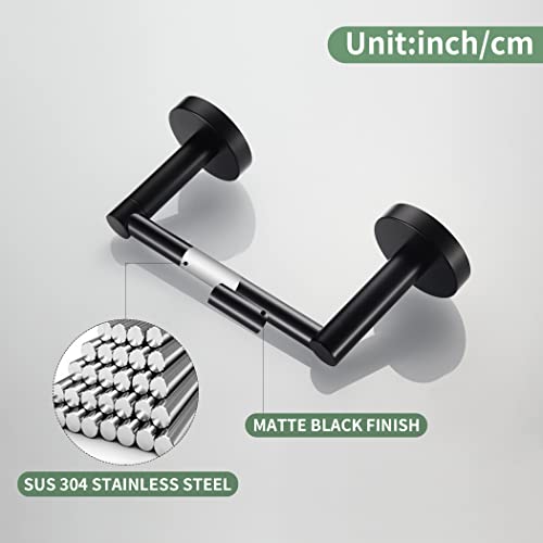 Weiko Black Toilet Paper Holder Towel Ring Bathroom Hardware Set Hand Towel Holder Matte Black Wall Mount Tp Tissue Roll Holder With Double Post Pivoting Bath Accessories Sus304 Stainless Steel 2Pc #TOP7