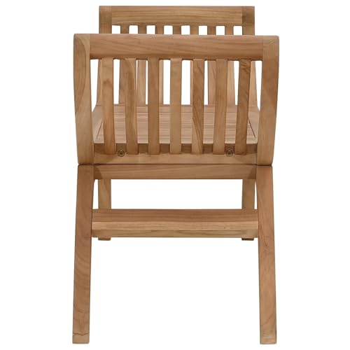 Banco de jardín de teca natural de 126 cm para tardes de relax en la terraza 6