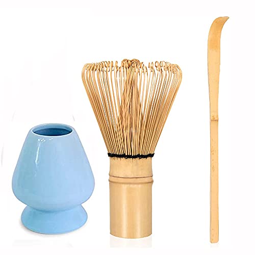 Ancllo Juego De 3 Piezas De Té Matcha Japonés, Batidor De Bambú Soporte De Cerámica Matcha Titular De Soporte De Bambú Cuchara De Bambú Par Ancllo Juego De 3 Piezas De Té Matcha Japonés, Batidor De Bambú Soporte De Cerámica Matcha Titular De Soporte De Bambú Cuchara De Bambú Par