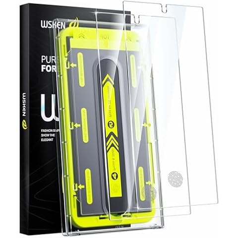 WSKEN for Samsung Galaxy S24 Ultra Screen Protector, [Auto-Dust Removal] [Fingerprint Unlock Support] Full Coverage Bubble Free HD Tempered Glass Film with Dust Clean Installing House,2 PCS Cover