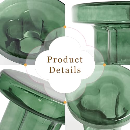 Image of Round Glass Coffee Table for Living Room,Small Modern Center Table, Minimalist Solid Glass Accent Piece for Apartment or Lounge, Minimalist Coffee Table(Grey Green,W14.96*H18.5in)