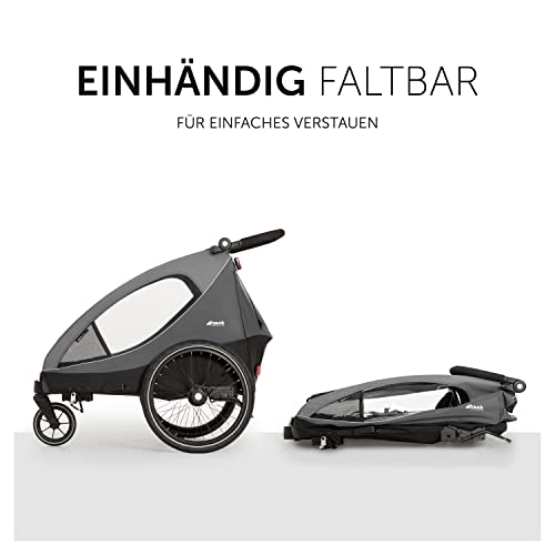 hauck Dryk Duo, Grey - 2in1 Fahrradanhänger & Kinderwagen für 2 Kinder ab 6 Monaten bis 22 kg/120 cm/4 Jahre, für Zwillinge & Geschwister, Faltbar, XL Stauraum, für Fahrrad, E-Bike & Pedelec