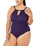 Tummy control LAUREN RALPH LAUREN Women\'s Plus Size Tummy Control High-Neck One-Piece Swimsuit (Eggplant, 20 Plus)
