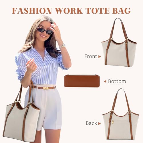 Bolso Tote para mujer con asa superior eco cuero beige miniatura 2