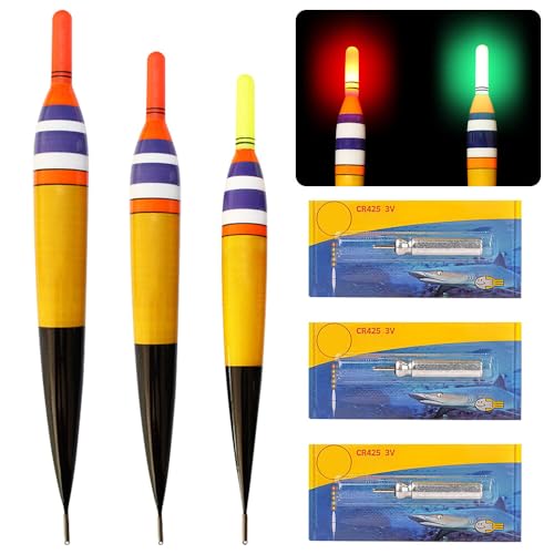 HOVCEH LED Posen Angeln, 3 Stück Angel Posen Set, Angelposen Leuchtposen, Angel Schwimmer Batterie, 4.3g/5.4g/5.9g Angelzubehör zum Tauchgebiet Angeln Am See, Fluss Oder Teich., 11.99 €