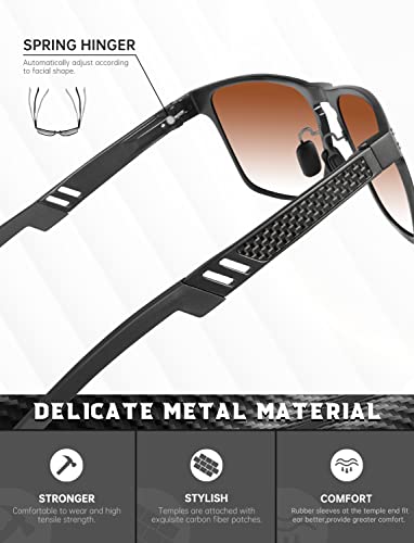 Image of ANYLUV Polarized Sunglasses for Men Rectangular Classic Al-Mg Metal Frame Sun Glasses Mens Sunglasses with UV Protection