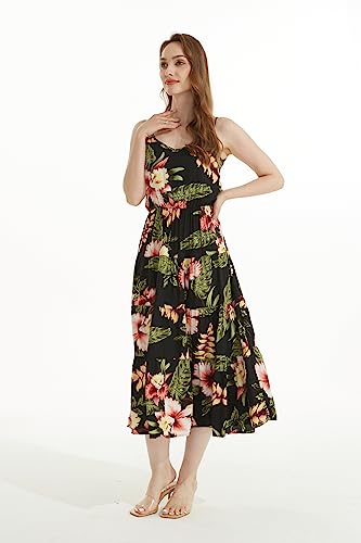 Image of Family Matching Hawaiian Clothes, Black Rafelsia | Lightweight 100% rayon • Family matching outfits • Beach vacations • Luaus • Cruises • Family photos