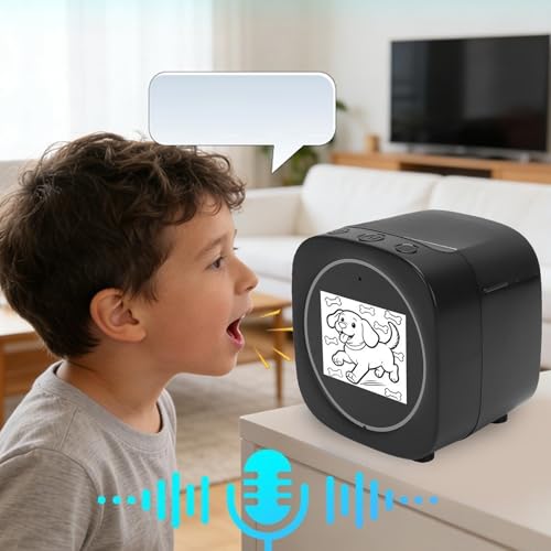 Image of banapoy Thermal Inkless Sticker, Smart AI Sticker Printer Voice Controlled Bluetooth Portable Maker Machine with 2.4 Inch Screen for DIY Arts Crafts Journaling (Black)