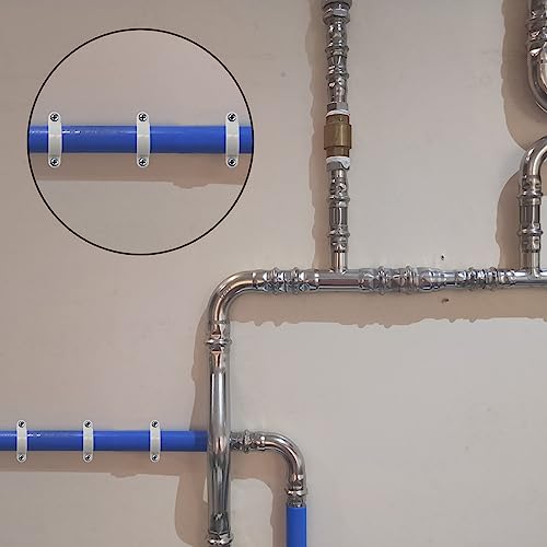 100 Pcs Plastic Pipe Clamps - 2 Hole Pipe Strap Fit Under 3/4 Inch PVC Pipes White Conduit Mounting U Brackets with Screw Holes, Electrical Conduit Cables PVC Pipe Holding Strap - Thumbnail 4