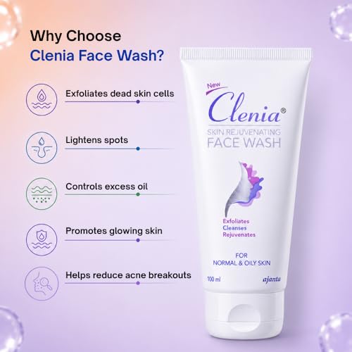 Image of Clenia Face Wash | Mandelic, Salicylic & Azelaic Acids + Niacinamide | Exfoliating Face Wash | Soap & SLES-Free | Cleanses & Rejuvenates | Normal & Oily Skin | Lightens Spots | Acne Control | 100ml
