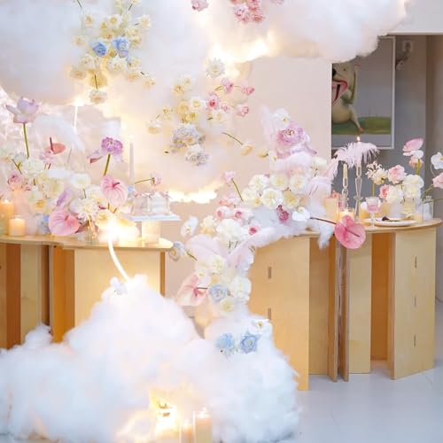 Image of BUTUZE Polyester Fiber, Clouds for Room Ceiling, Cotton Clouds, 400g /14oz - Fake Snow Decoration, Artificial Snow, Cloud Decor, Polyfill Stuffing Fiber Fill