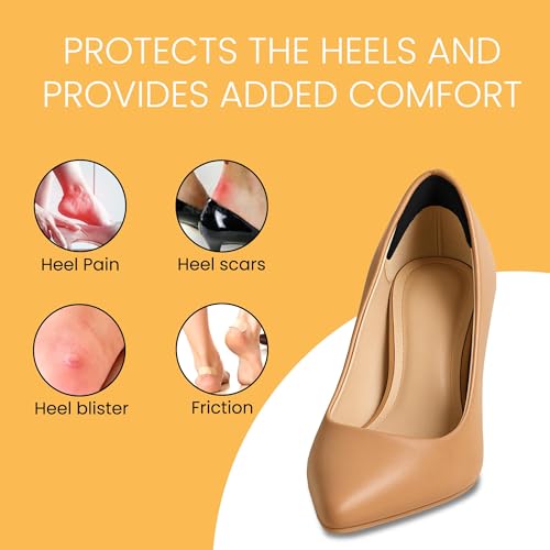 Image of Walkize Anti Slip Heel Pads for Shoes Women & Men - Cushioned Heel Grips - Shoe Inserts for Women - Blister Prevention, Heel Pain Relief & Comfort in High Heels, Dress Shoes (2 Pairs, Black & Beige)