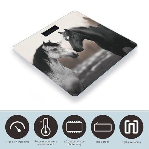 Báscula digital para baño con vidrio templado negro y blanco miniatura 3
