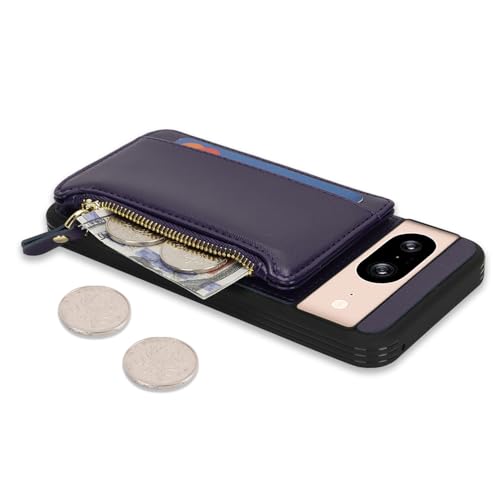 Image of Cavor for Google Pixel 8 Case Wallet with Card Holder, Purple