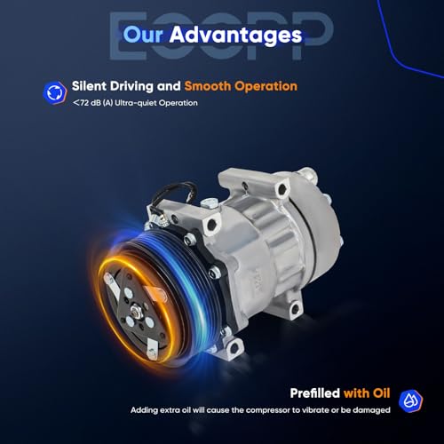 Image of ECCPP AC Compressor for Ford for F-650 for F-750 5.9L 6.0L 7.2L 2004-2007 | for Peterbilt 325 330 348 535 536 548 6.7L Fast Cooling AC Compressor with Clutch