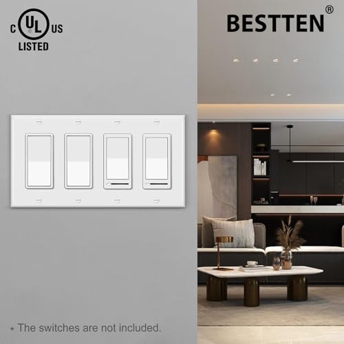 Image of 2 PK BESTTEN 4 Gang Decorator Light Switch or Receptacle Outlet Wall Plate