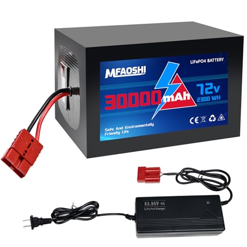 MFAOSHI 72V 30Ah LiFePO4 - Vanguard Cells 50A BMS High-Output 72V Ebike Battery for Urban Commutes Trail Adventures & DIY Builds 2A Fast Charger LED Display 250W-3500W