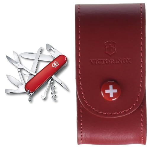 Couteau de Poche Multifonction Léger Victorinox Huntsman 15 Fonctions avec Etui Cuir