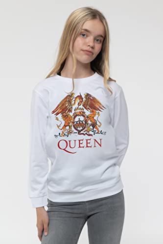 Queen Kids Sweatshirt Classic Crest Band Logo New Official White3