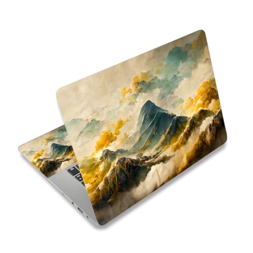 Calcomanía para portátil de 30.5 cm, 33.3 cm, 33.8 cm, 35.6 cm, 38.1 cm, 39.1 cm, 39.6 cm, vinilo para portátil Netbook, protector de PC (2 muñequeras incluidas), extraíble reutilizable, montaña mar