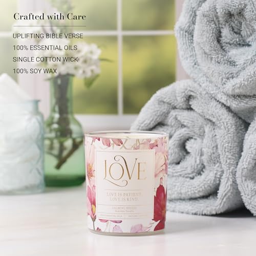 Image of Christian Art Gifts Soy Wax Scented Candle: Love is Patient Bible Verse