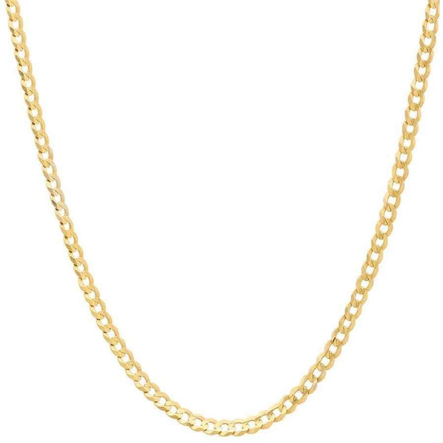Real Genuine Solid 1/20 14K Yellow Gold Cuban Link Chain Necklace 2 mm 20 Inch for Men and Women Golds