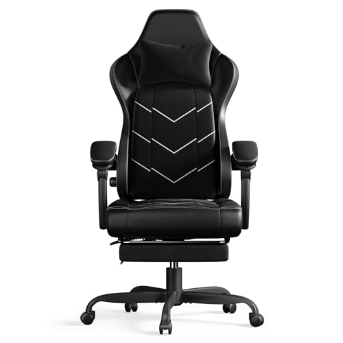 JUMMICO Silla de Oficina ergonómica con Soporte Lumbar dinámico y reposapiés, Silla para Juegos para Mayor Comodidad a Largo Plazo, Tela Transpirable para Oficina en casa, Color Negro